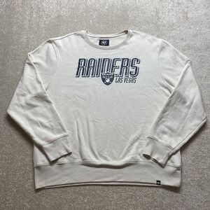 Las Vegas Raiders Sweater Mens 2XL Cream NFL Football Pullover‎ Crewneck '47